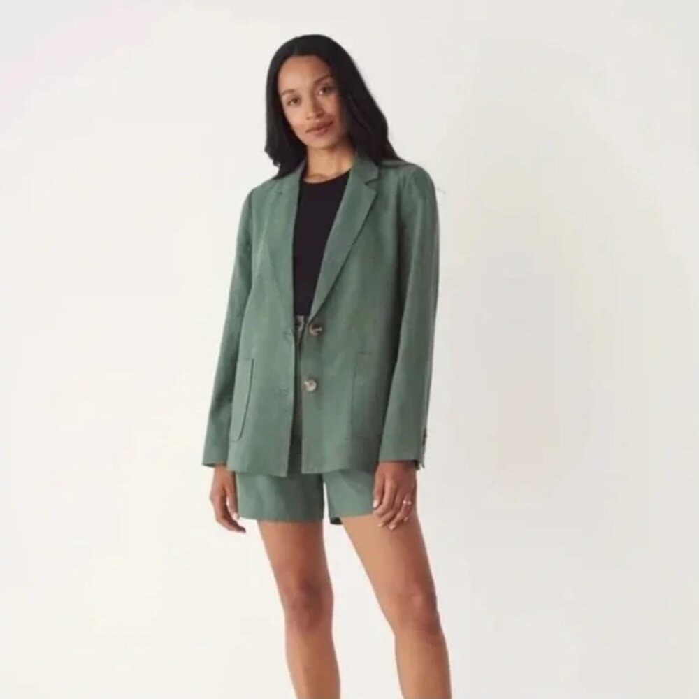 DONATED ❌ FRANK AND OAK | NWT Tencel Linen Blazer in Laurel Green 90s Style